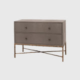Arun Chest Bronze Dorato 2 Drawer Grey Shagreen Leather