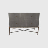 Arun Chest Bronze Dorato 2 Drawer Grey Shagreen Leather