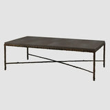 Arun Coffee Table Bronze Dorato Grey Shagreen Leather