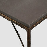 Arun Coffee Table Bronze Dorato Grey Shagreen Leather