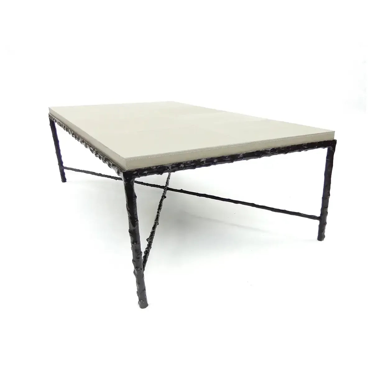 Arun Coffee Table Bronze French Grey Leather