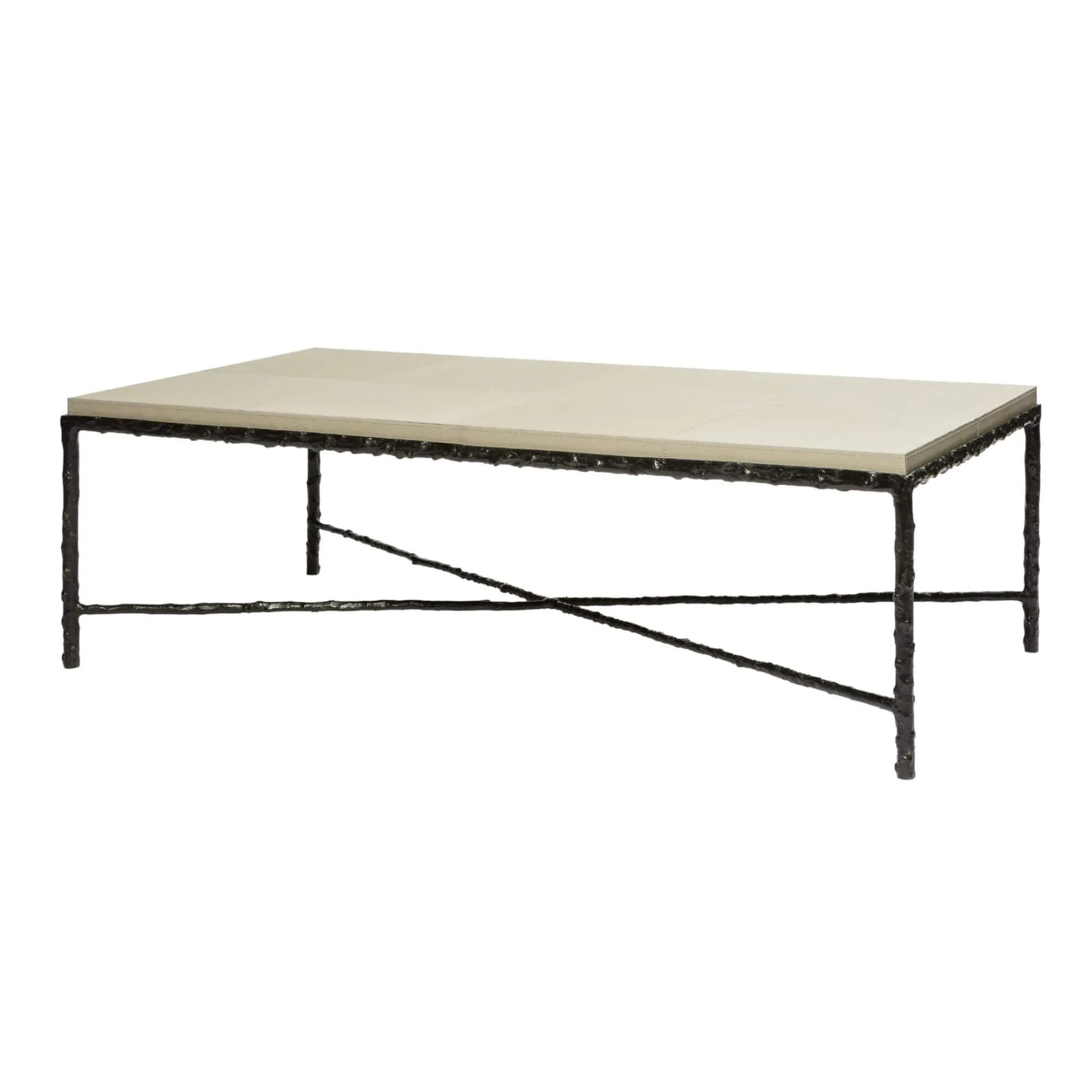 Arun Coffee Table Bronze French Grey Leather