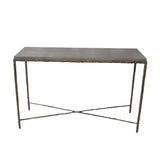 Arun Console Bronze Dorato Grey Shagreen Leather