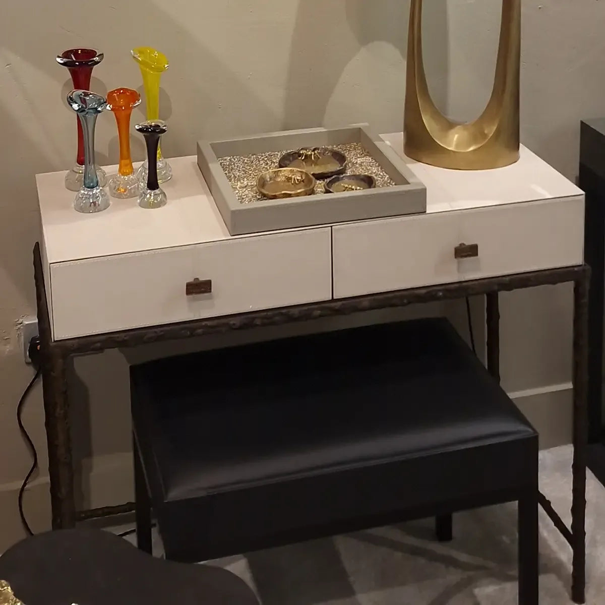 Arun Desk Bronze Dorato Pumice Leather