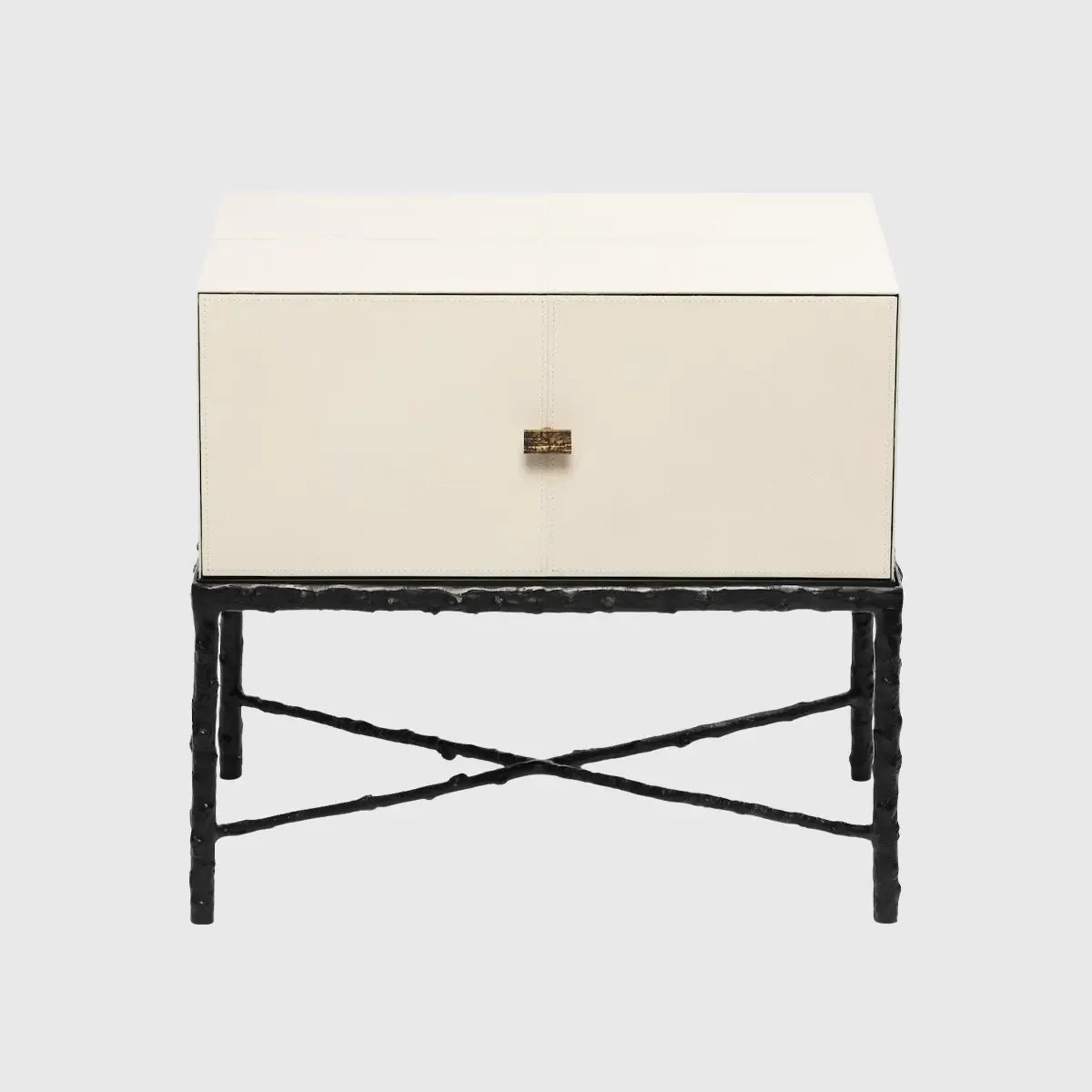 Arun Table Bronze 1 Drawer Pumice Leather