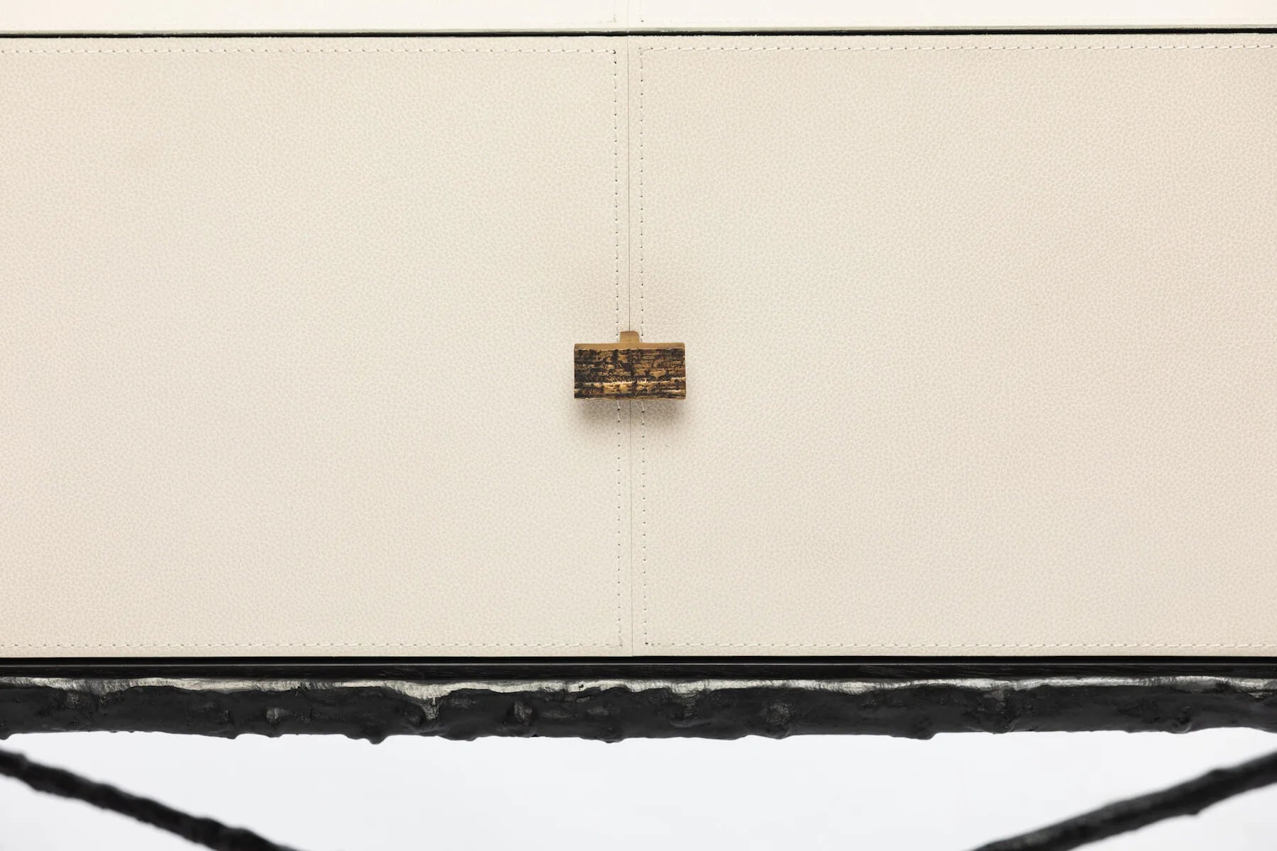 Arun Table Bronze 1 Drawer Pumice Leather