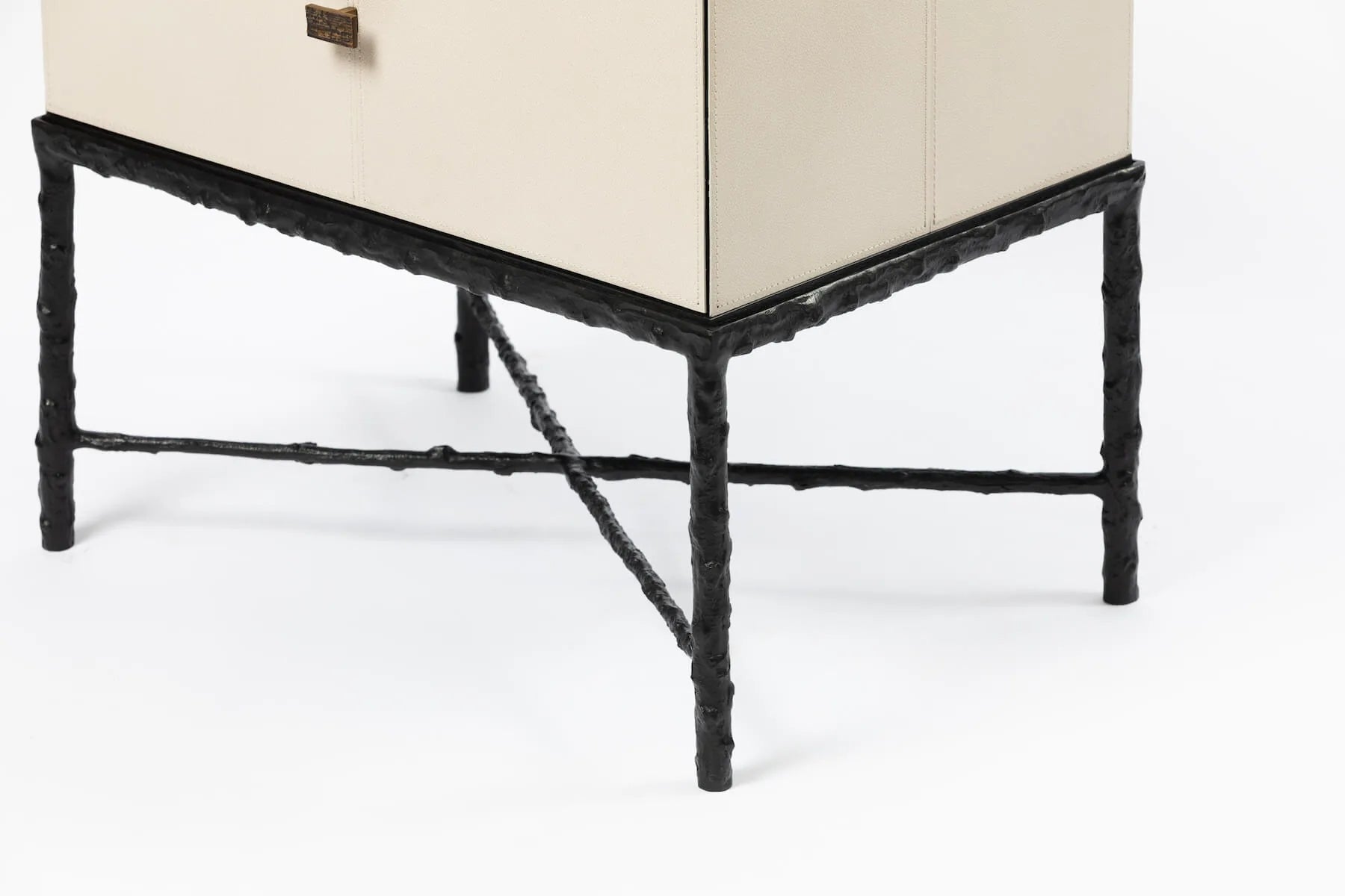 Arun Table Bronze 1 Drawer Pumice Leather