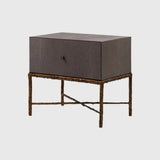 Arun Table Bronze Dorato 1 Drawer Grey Shagreen Leather