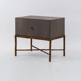Arun Table Bronze Dorato 1 Drawer Grey Shagreen Leather