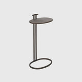 Arunya Oval Cocktail Table Dorato and Grey Shagreen Leather