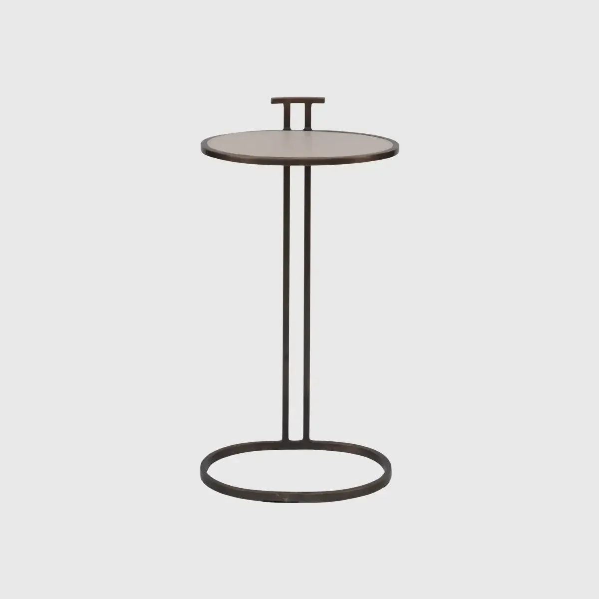Arunya Oval Cocktail Table Dorato and Pumice Leather