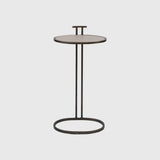 Arunya Oval Cocktail Table Dorato and Pumice Leather