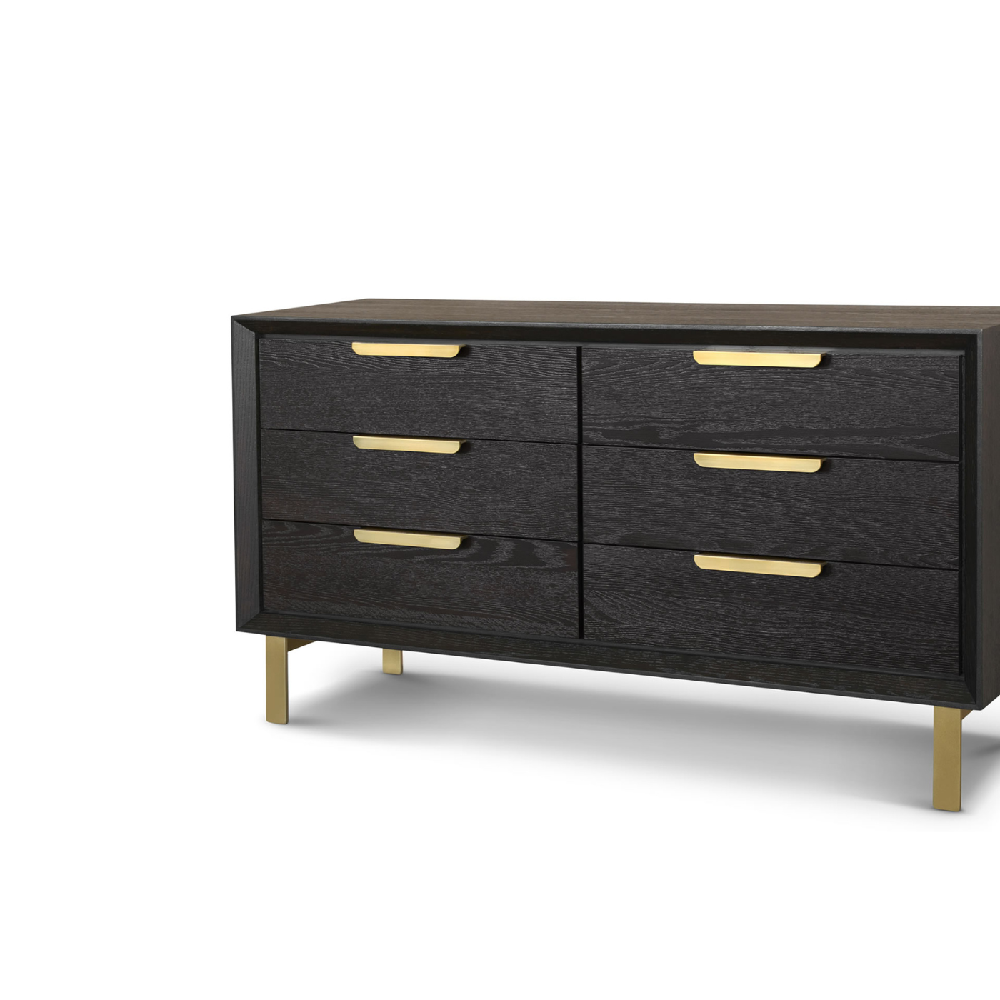Aspen Dark Wooden 6-Drawer Chest of Drawers with Gold Handles by Berkeley Designs - Maison Rêves UK