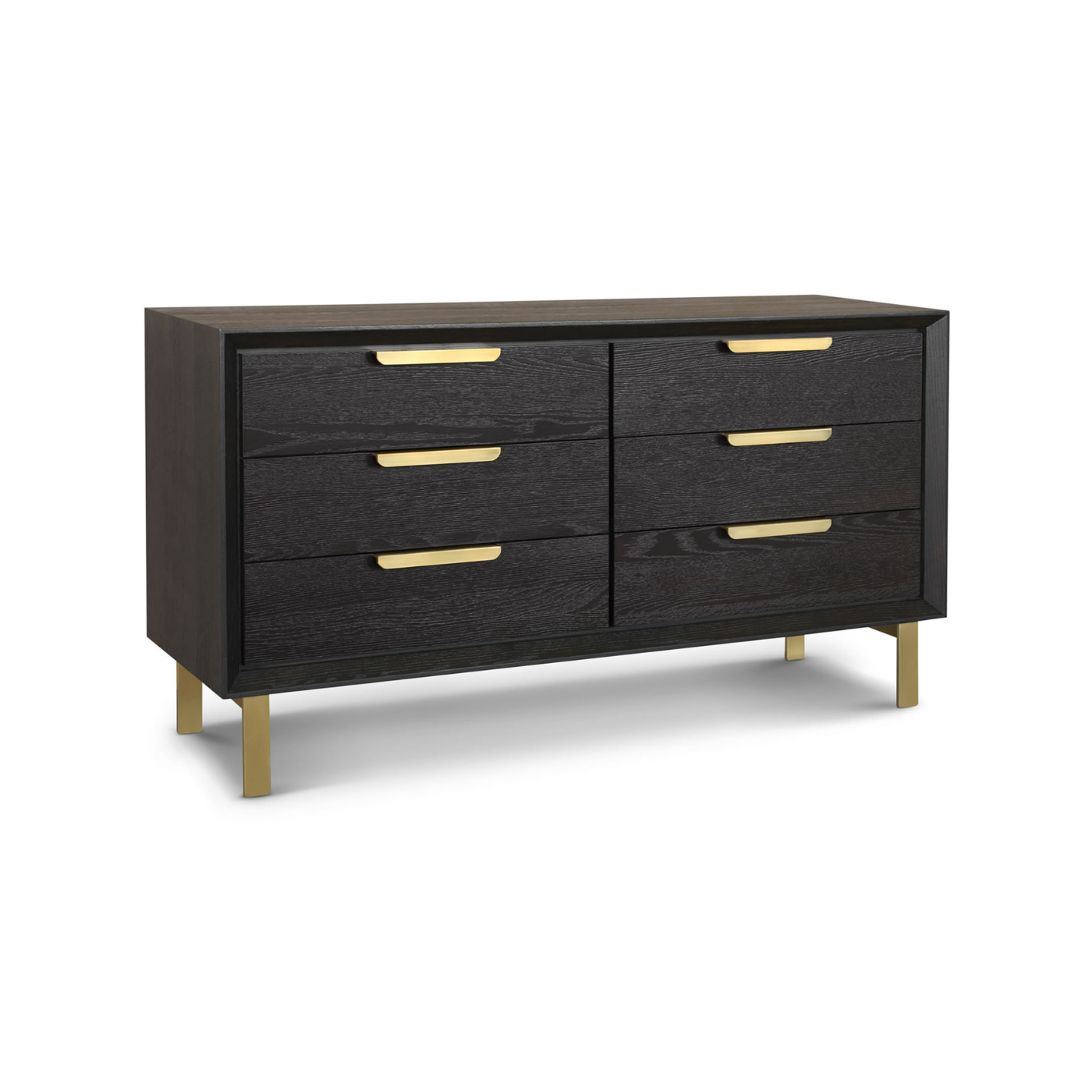 Aspen Dark Wooden 6-Drawer Chest of Drawers with Gold Handles by Berkeley Designs - Maison Rêves UK