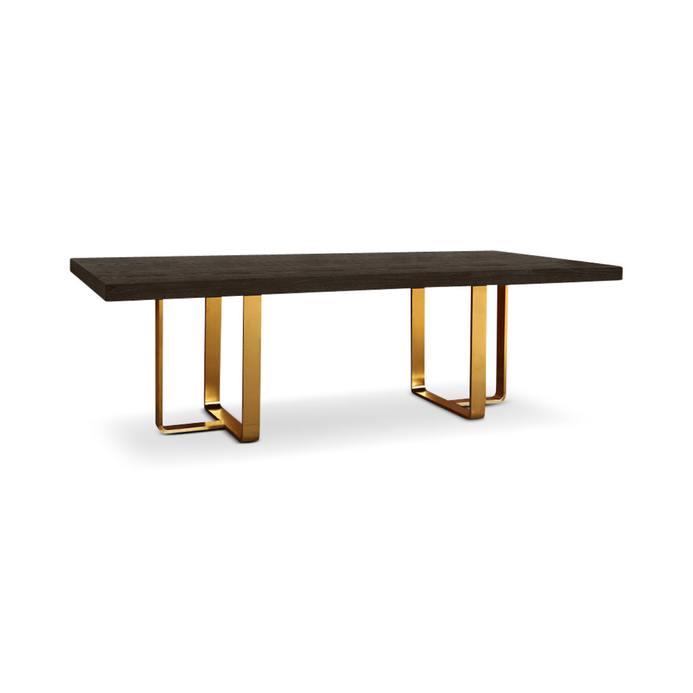 Aspen Dark Oak Dining Table with Gold Brass Base by Berkeley Designs - Maison Rêves UK