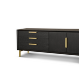 Aspen Textured Coffee Oak Veneer Sideboard 2-doors and 3-drawers by Berkeley Designs - Maison Rêves UK