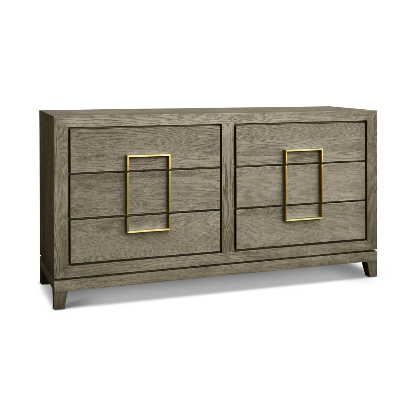 Lucca 6-Drawer Chest of Drawers Grey Coloured Oak Veneer With Gold Handles by Berkeley Designs - Maison Rêves UK
