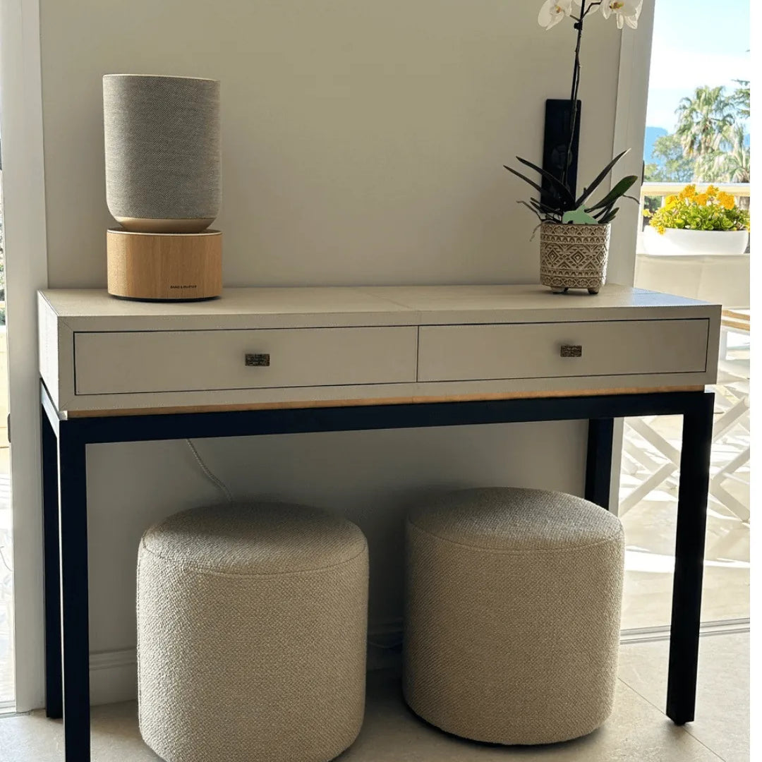 Barrington Console 2 Drawer Pumice Leather