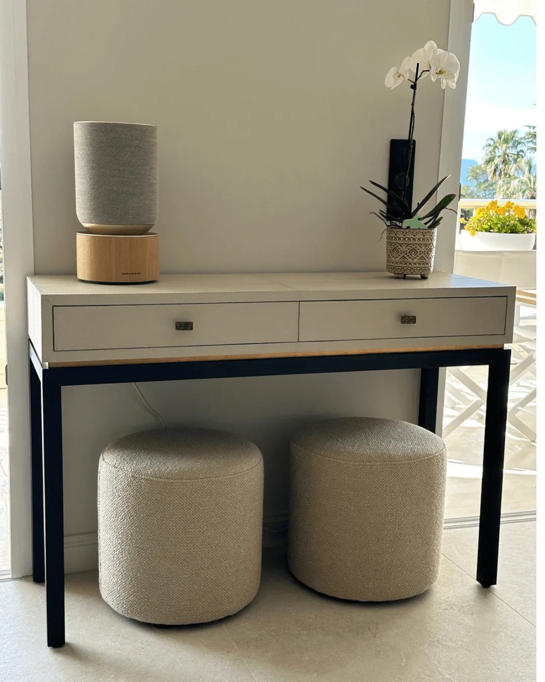 Barrington Console 2 Drawer Pumice Leather