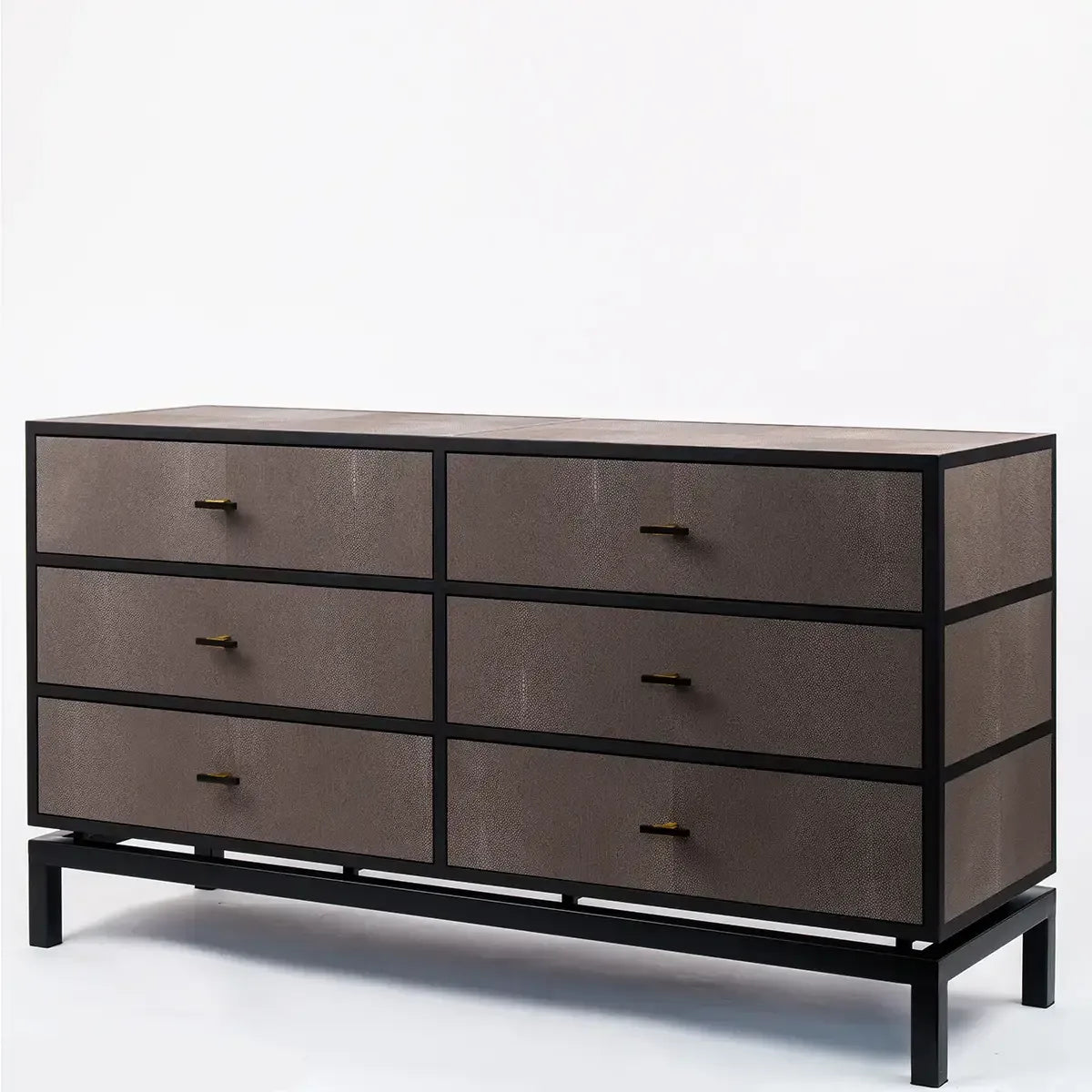 Bertie 6 Drawer Chest Grey Shagreen Leather