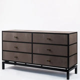 Bertie 6 Drawer Chest Grey Shagreen Leather