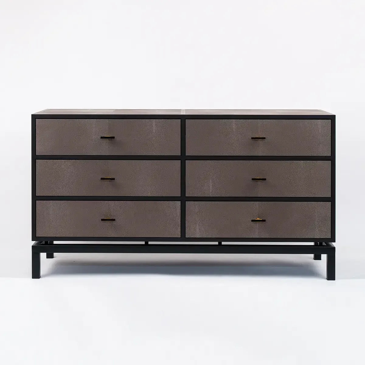 Bertie 6 Drawer Chest Grey Shagreen Leather