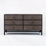 Bertie 6 Drawer Chest Grey Shagreen Leather