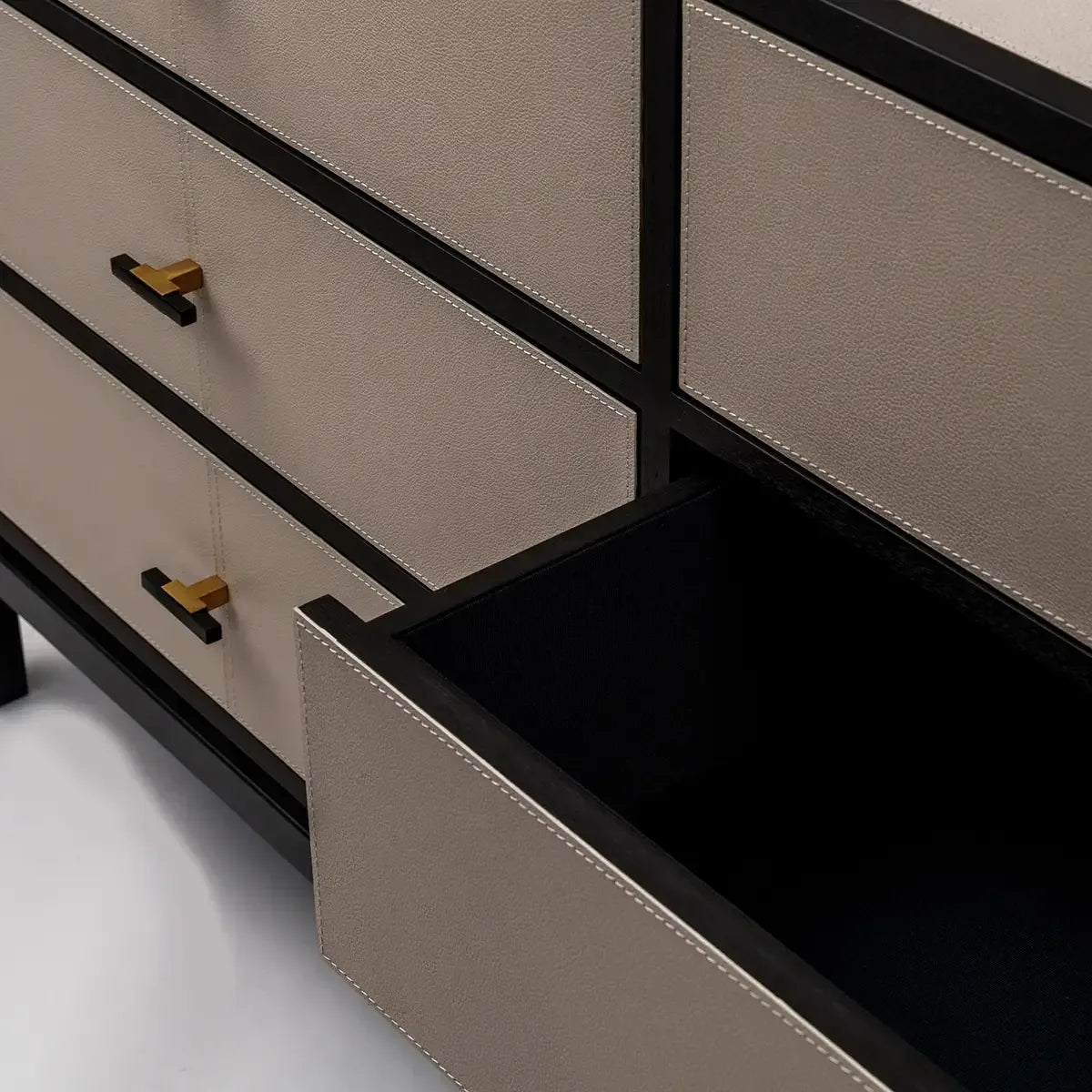 Bertie 6 Drawer Chest Grey Shagreen Leather