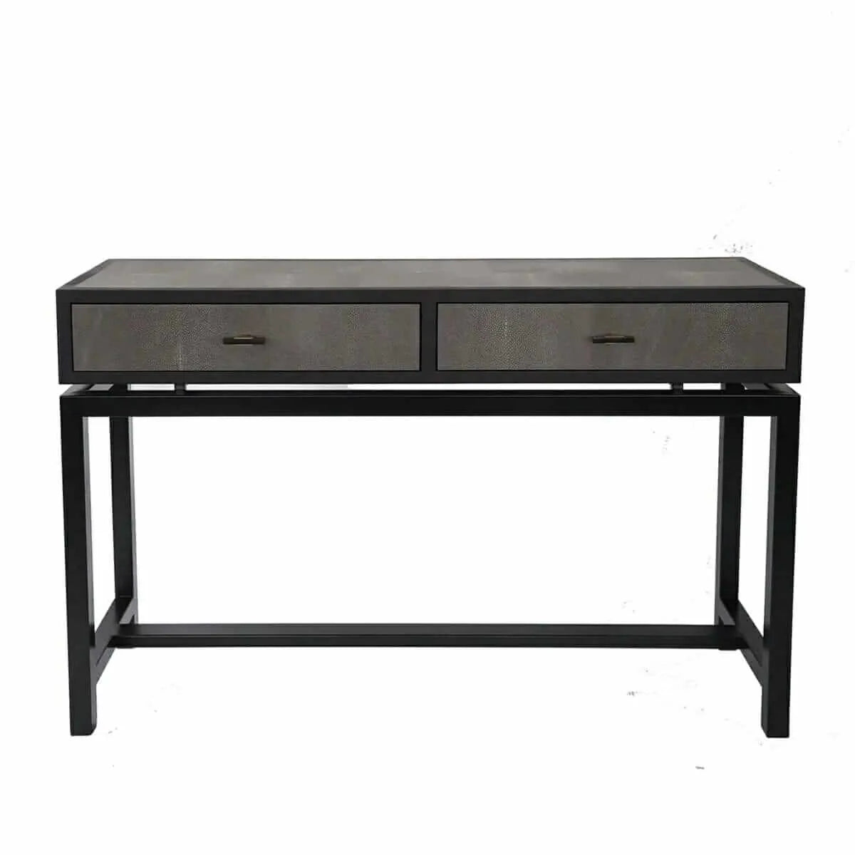 Bertie Console 2 Drawer Grey Shagreen Leather