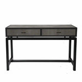 Bertie Console 2 Drawer Grey Shagreen Leather