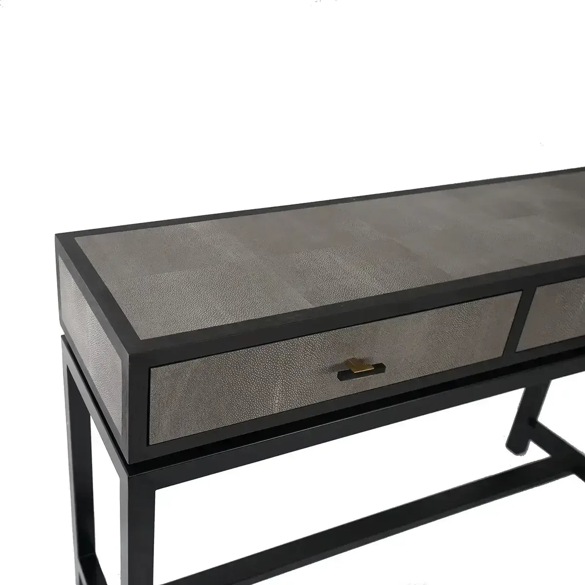 Bertie Console 2 Drawer Grey Shagreen Leather