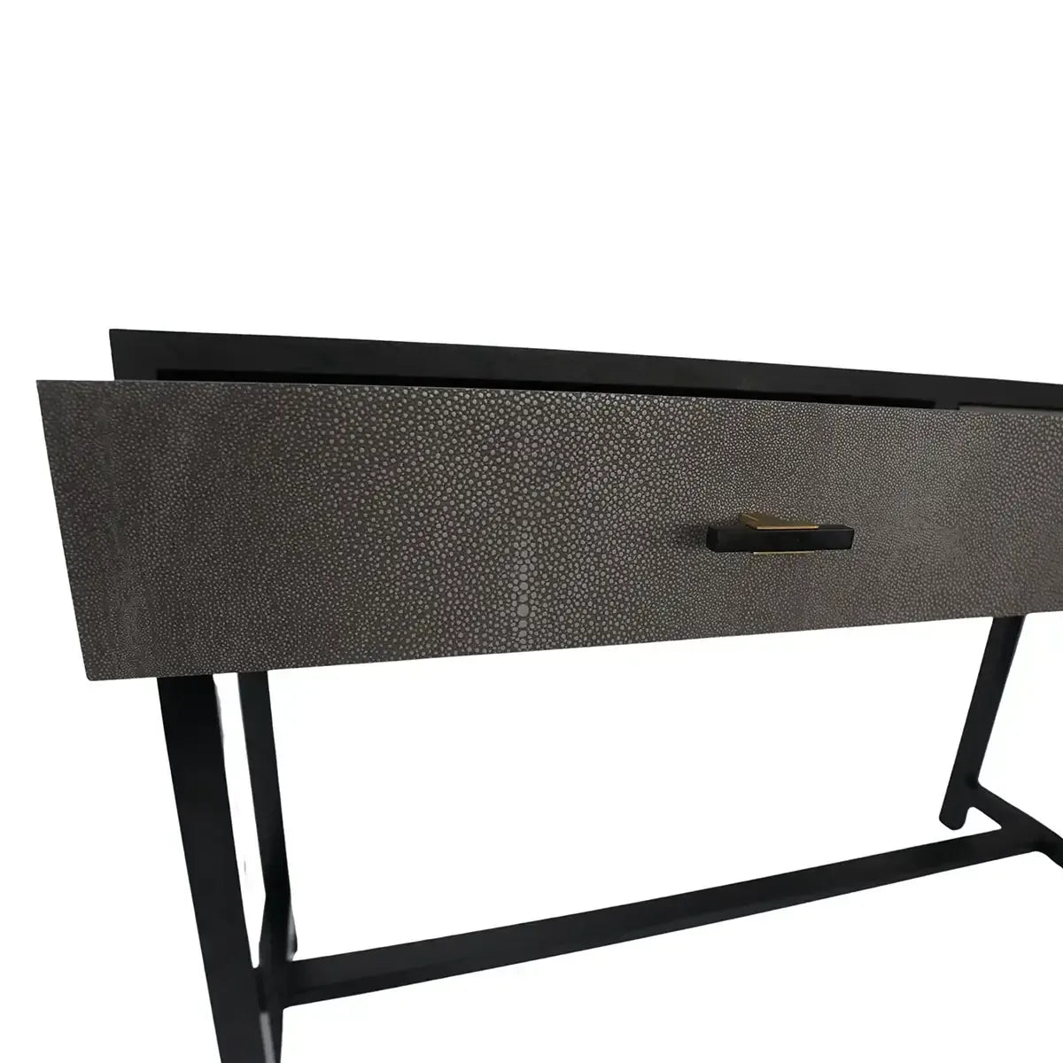 Bertie Console 2 Drawer Grey Shagreen Leather