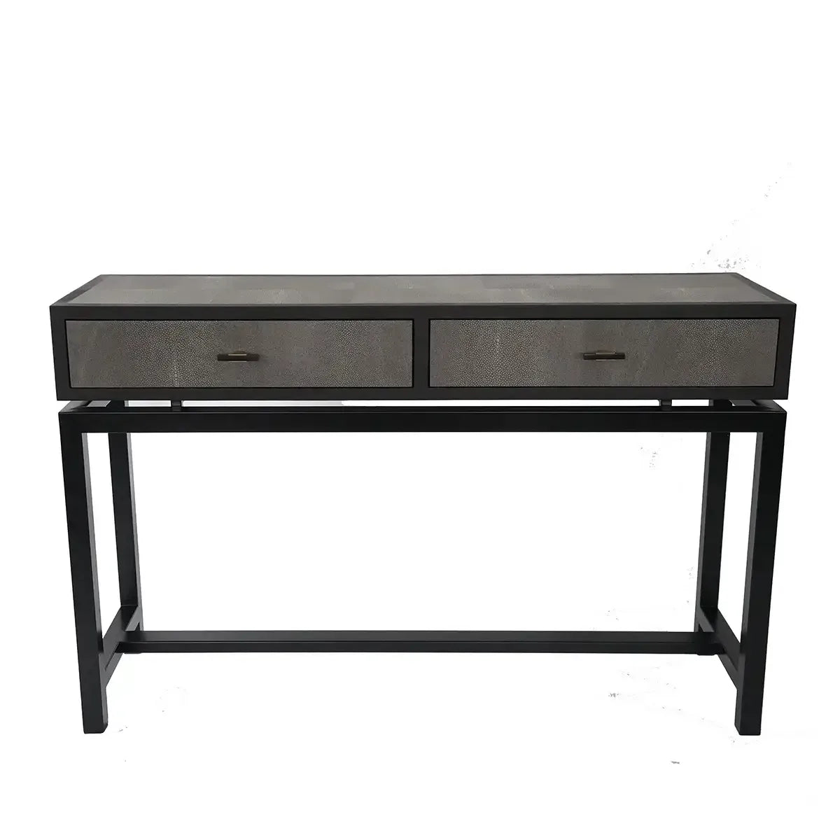 Bertie Console 2 Drawer Grey Shagreen Leather