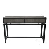 Bertie Console 2 Drawer Grey Shagreen Leather