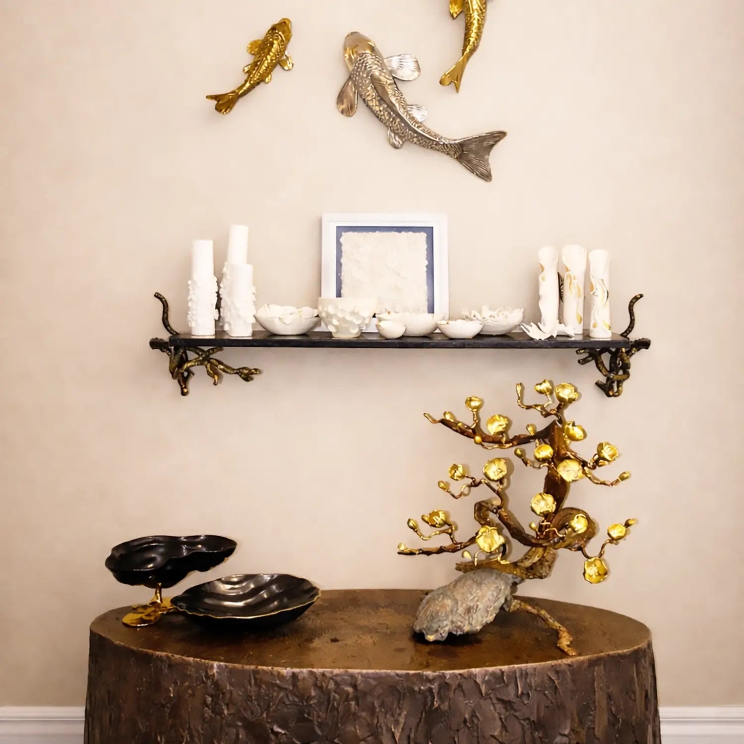 Bronze Blossom ON ROCK Sculpture