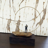 Bronze Figure On Rock With Ring