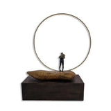 Bronze Figure On Rock With Ring