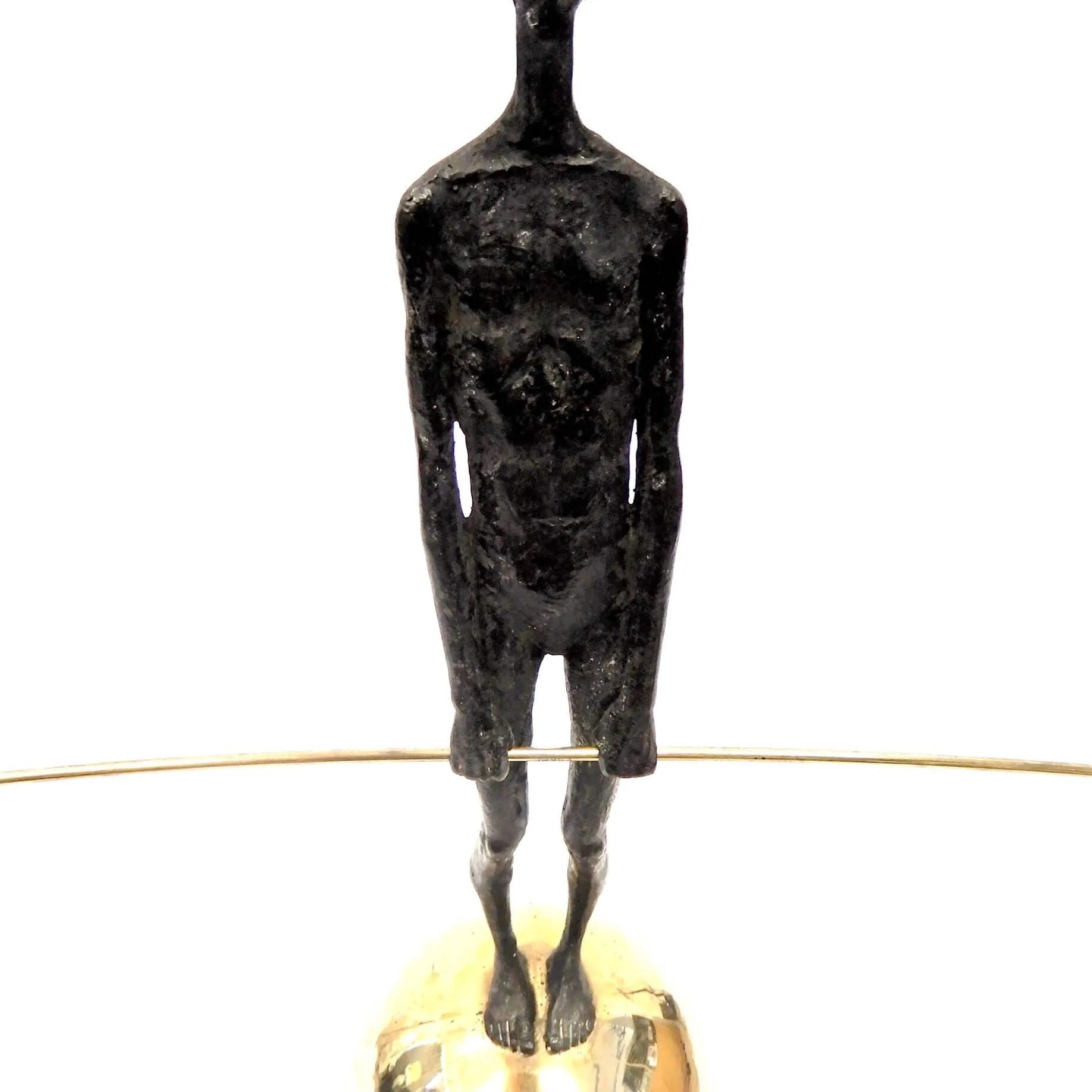 Bronze Figure On Sphere With Stick