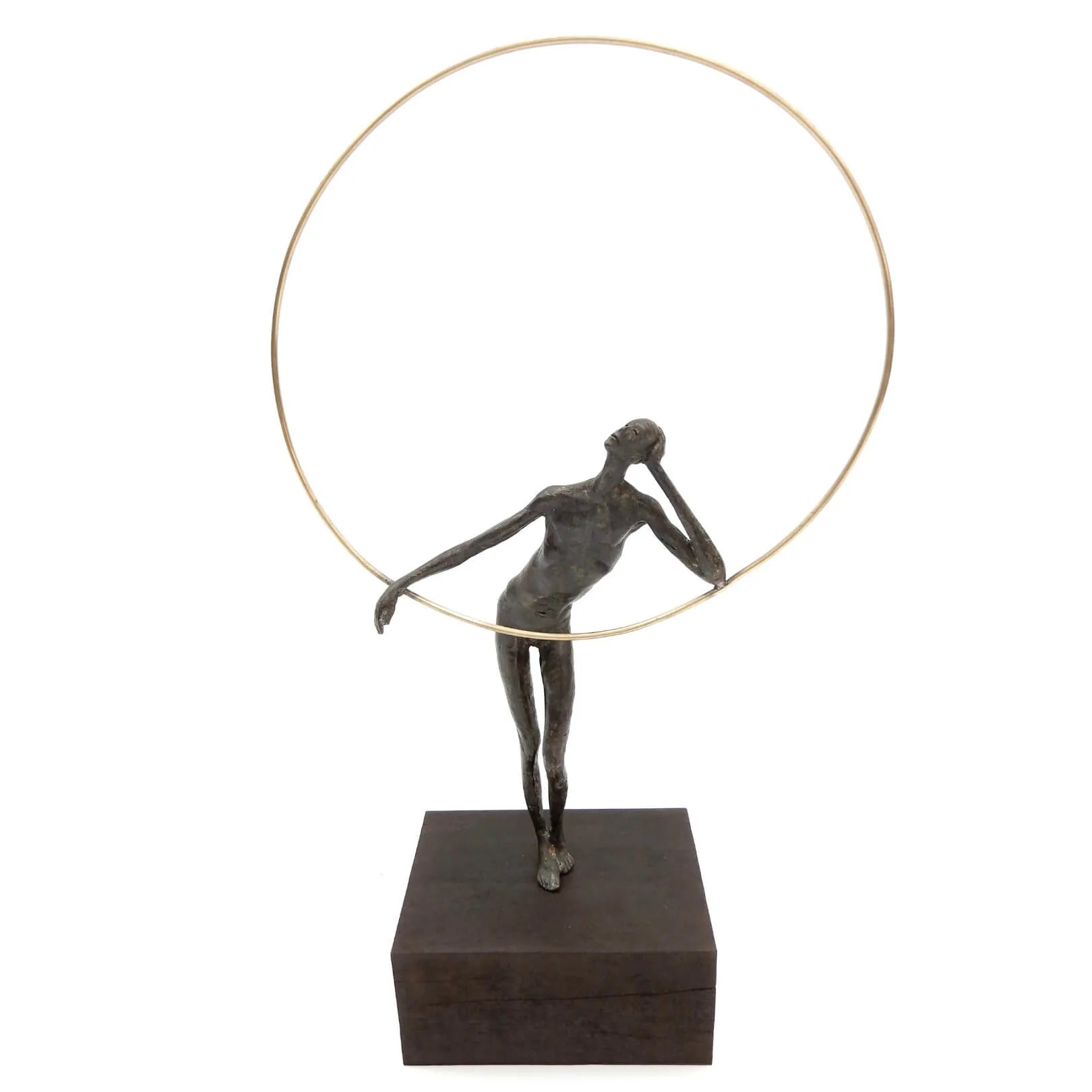 Bronze Figure With Gold Ring