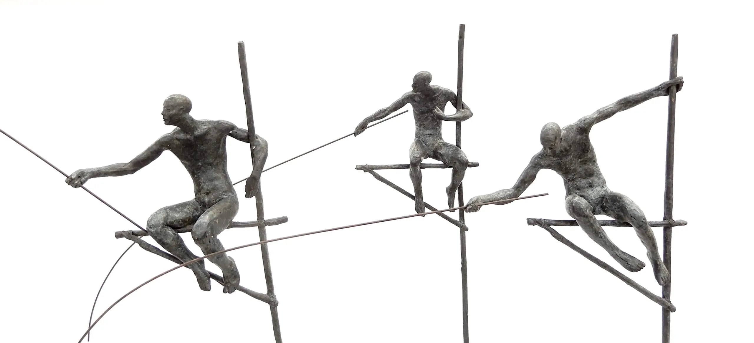 Bronze Fishermen On Tall Stand