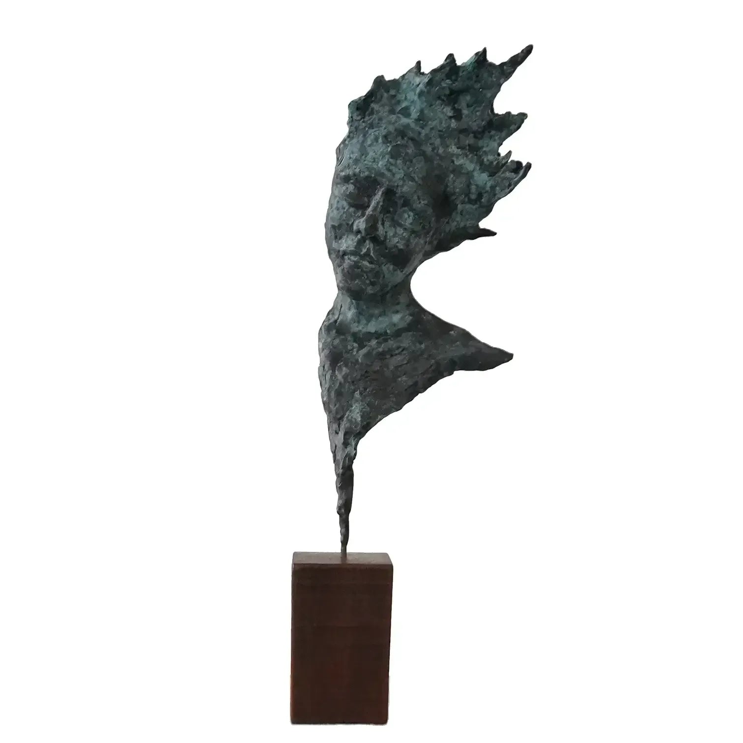 Bronze Head Windy Day Sculpture