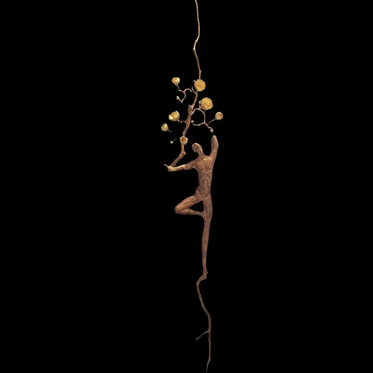Bronze Wall Figure With Blossom