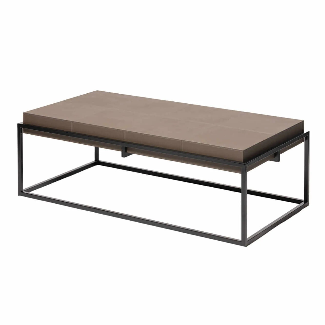 Caged Coffee Table Italian Grey Leather