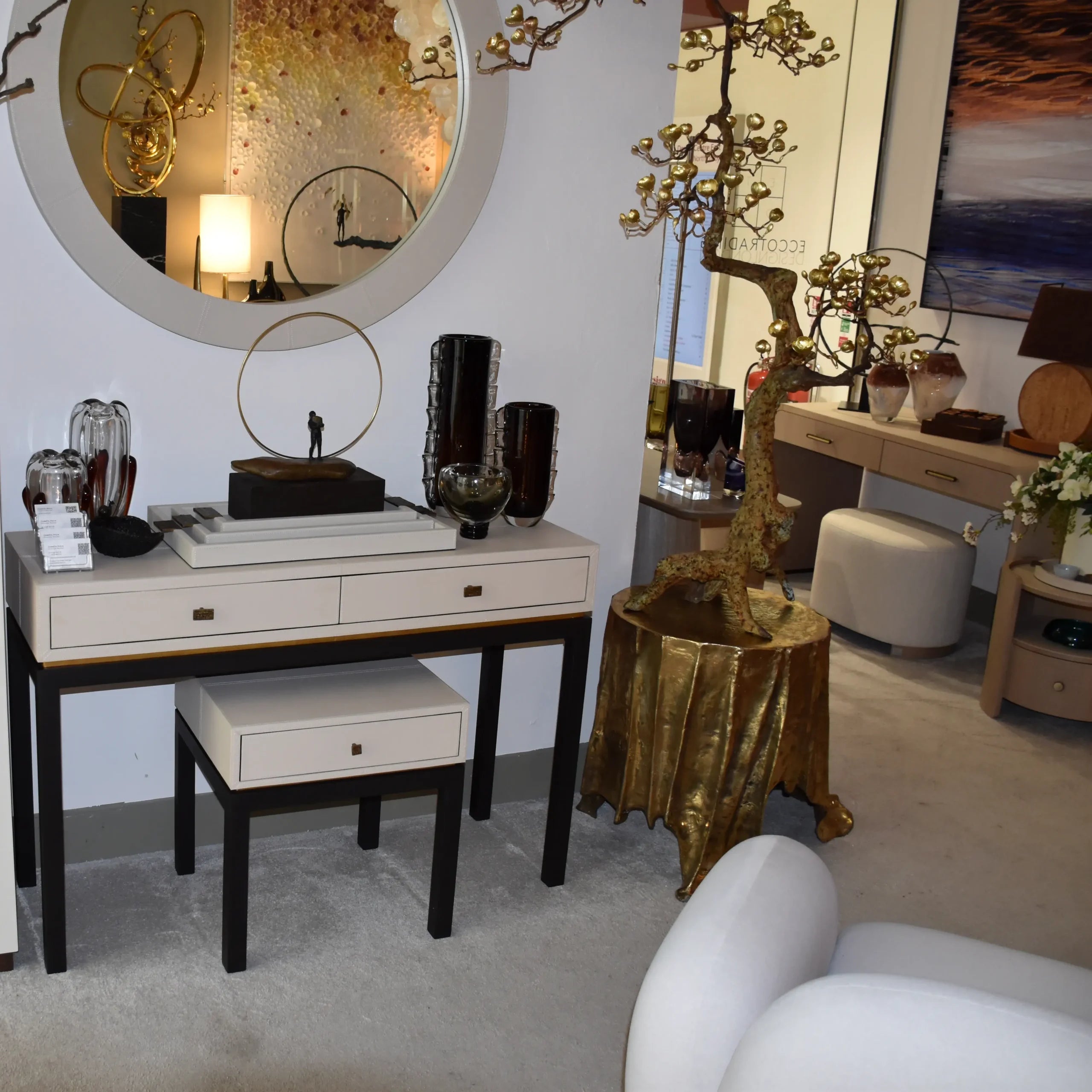Barrington Console 2 Drawer Pumice Leather