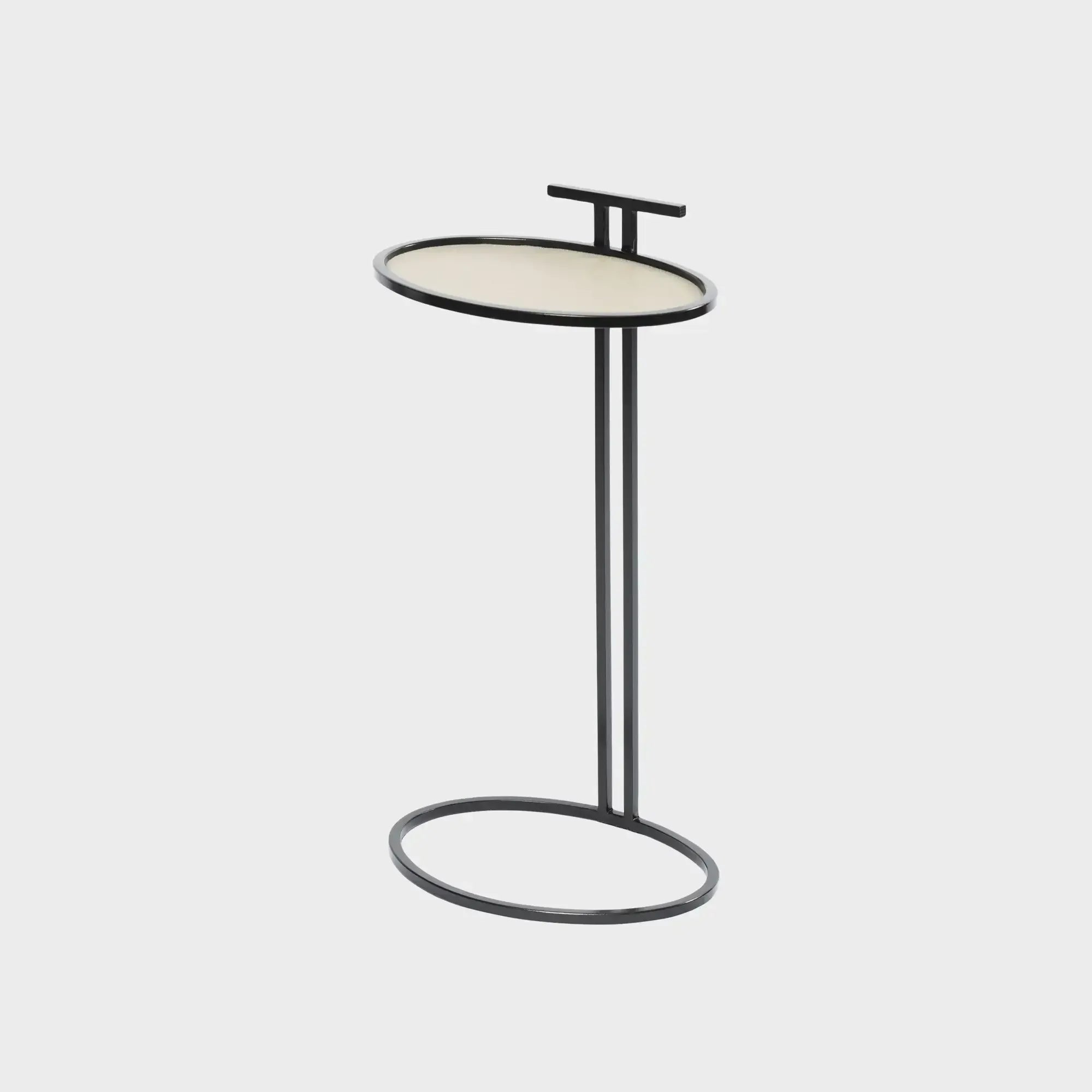 Cocktail Table Oval French Grey Leather