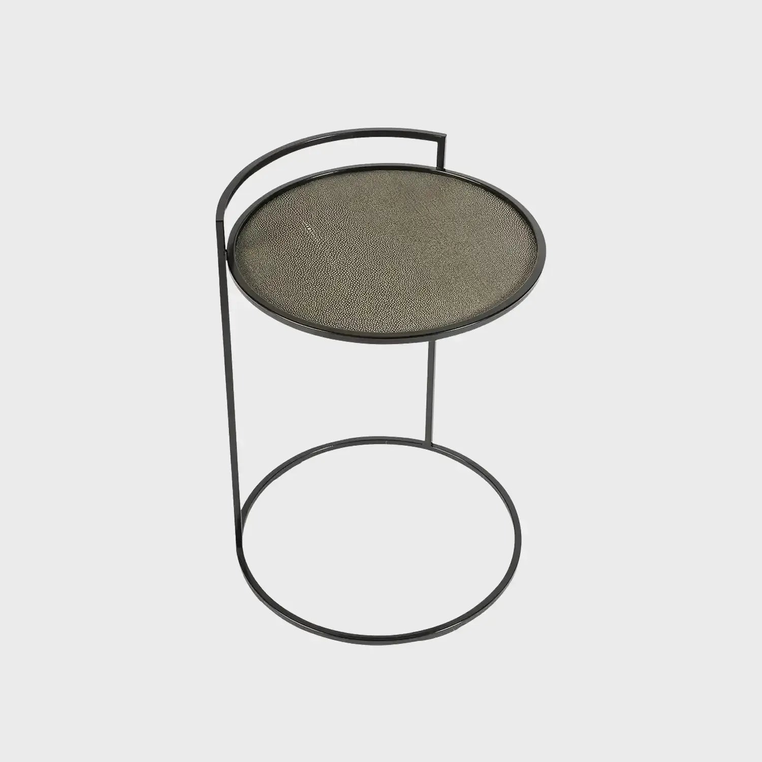 Cocktail Table Round Shagreen Leather