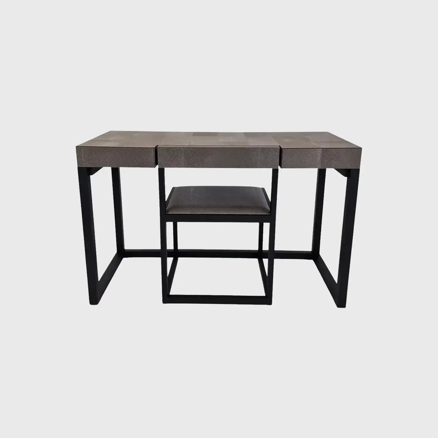 Compact Desk Grey Shagreen Leather