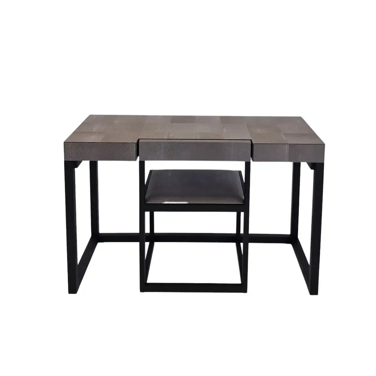 Compact Desk Grey Shagreen Leather