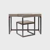 Compact Desk and Chair French Grey Leather