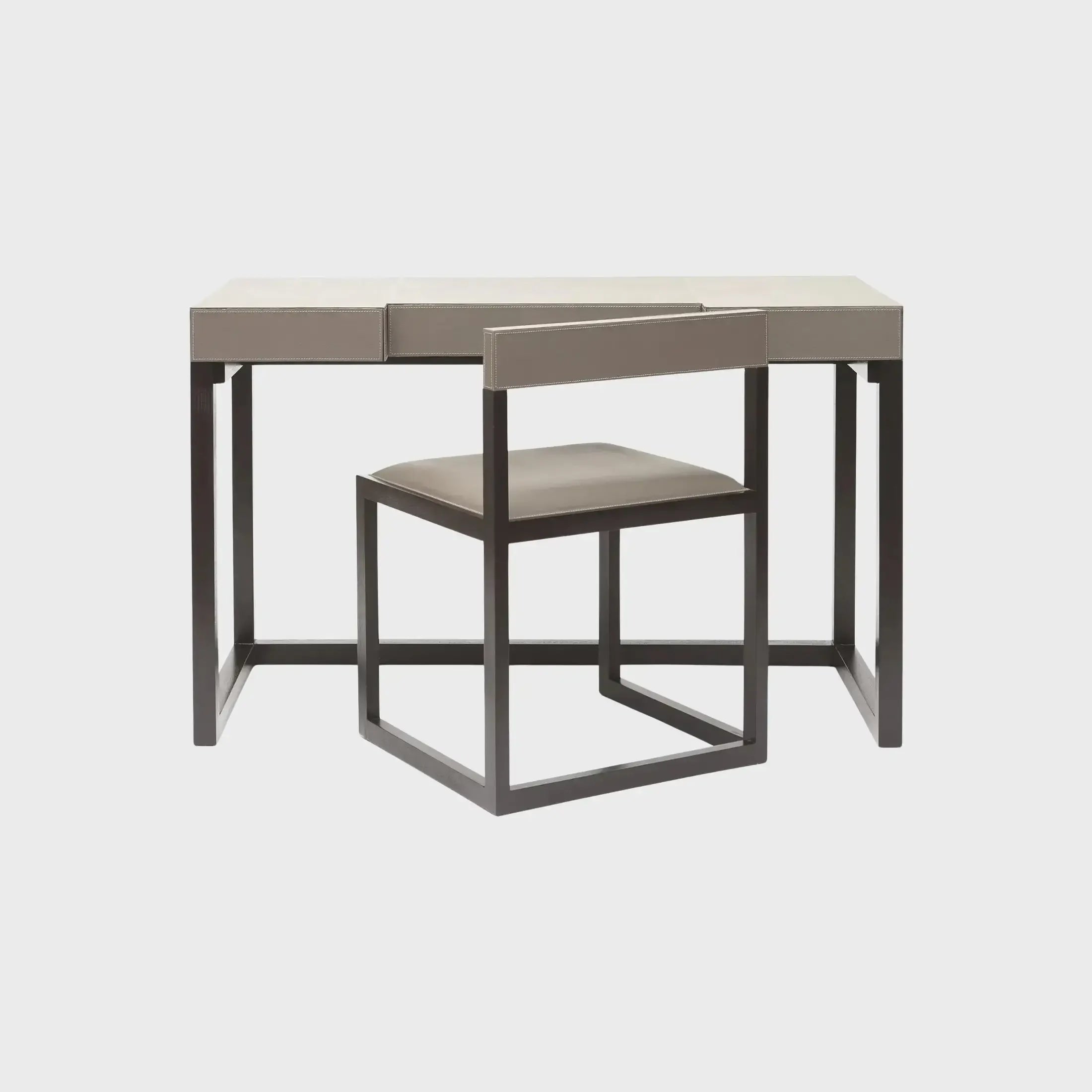 Compact Desk and Chair French Grey Leather